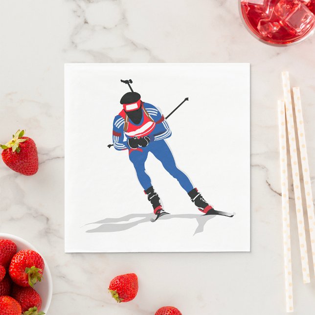 Biathlon Skier Winter Sports Athlete in Action Napkins (Creator Uploaded)