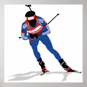 Biathlon Skier Winter Sports Athlete in Action Poster