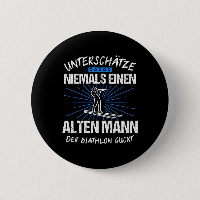 Biathlon Skiing Skier Ski Cross-country Gift  Button (Front)