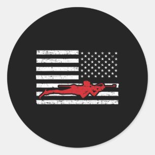 Biathlon Sports Marathon Skiing Us American Flag B Classic Round Sticker