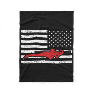 Biathlon Sports Marathon Skiing Us American Flag B Fleece Blanket