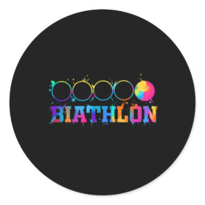 Biathlon Target Shooting Stand Gift  Classic Round Sticker