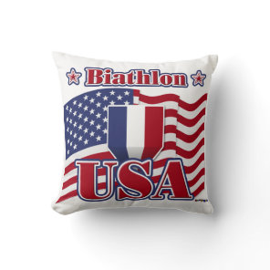 Biathlon USA Throw Pillow