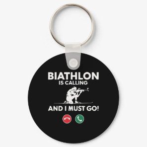 Biathlon Winter Sport Skiing Riffle Shooting Biath Keychain