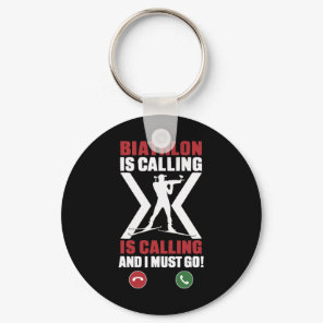 Biathlon Winter Sport Skiing Riffle Shooting Biath Keychain
