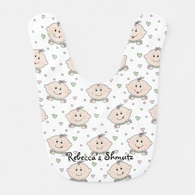 Bib Baby Girl's Pink/Green Personalize (Front)