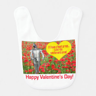 bib. Happy Valentine's Day. black lab/ tin man Baby Bib