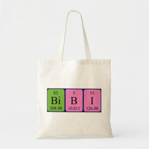 Bibi periodic table name tote bag