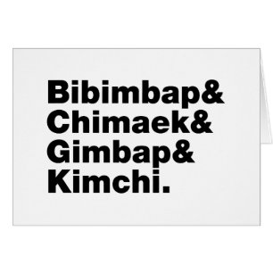 Bibimbap & Chimaek & Gimbap & Kimchi. Korean Foods Cards