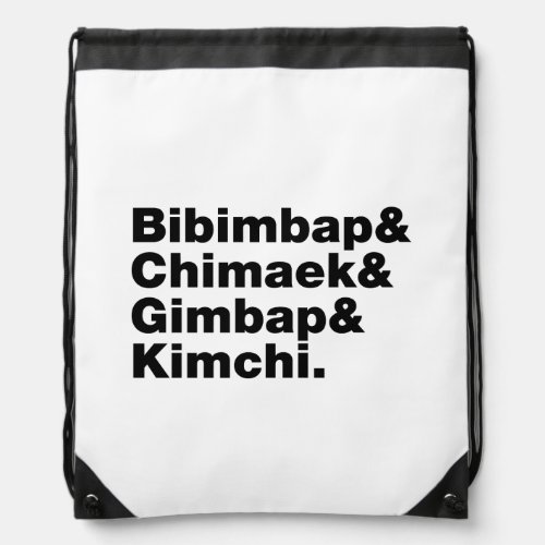 Bibimbap  Chimaek  Gimbap  Kimchi Korean Foods Drawstring Bag