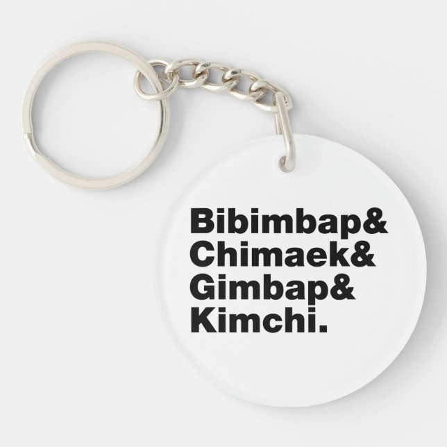 Bibimbap & Chimaek & Gimbap & Kimchi. Korean Foods Keychain (Front)