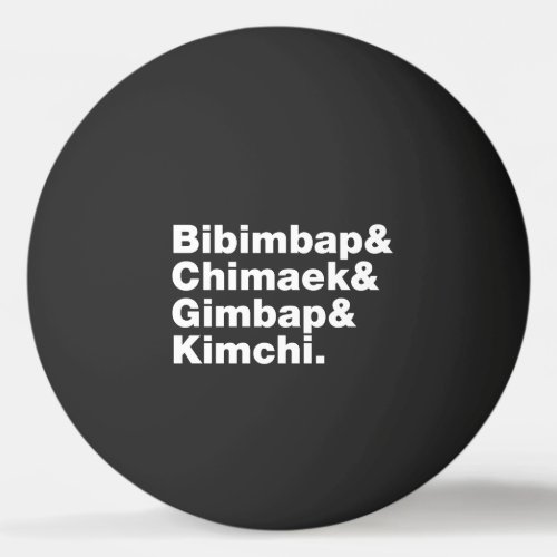 Bibimbap  Chimaek  Gimbap  Kimchi Korean Foods Ping Pong Ball