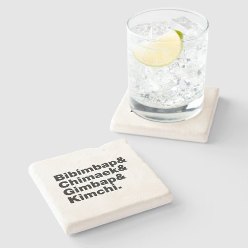 Bibimbap  Chimaek  Gimbap  Kimchi Korean Foods Stone Coaster