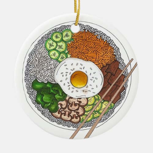 Bibimbap Korean Food Cooking Cuisine Rice Egg Dish Ceramic Ornament