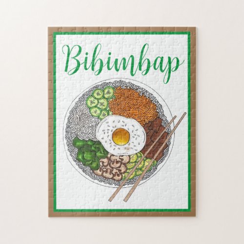 Bibimbap Korean Food Cooking Cuisine Rice Egg Dish Jigsaw Puzzle