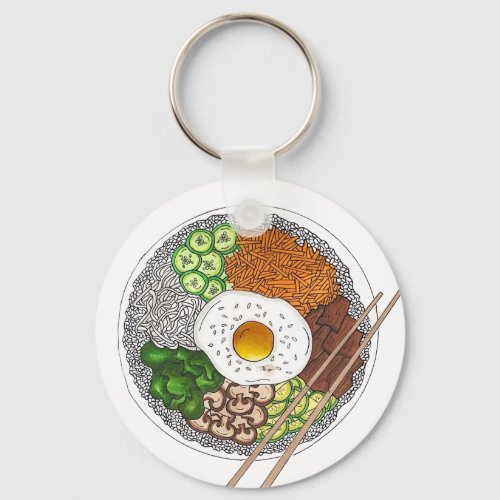 Bibimbap Korean Food Cooking Cuisine Rice Egg Dish Keychain