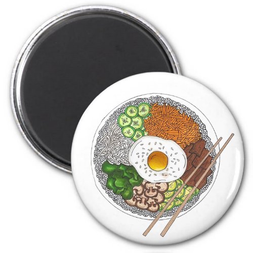 Bibimbap Korean Food Cooking Cuisine Rice Egg Dish Magnet