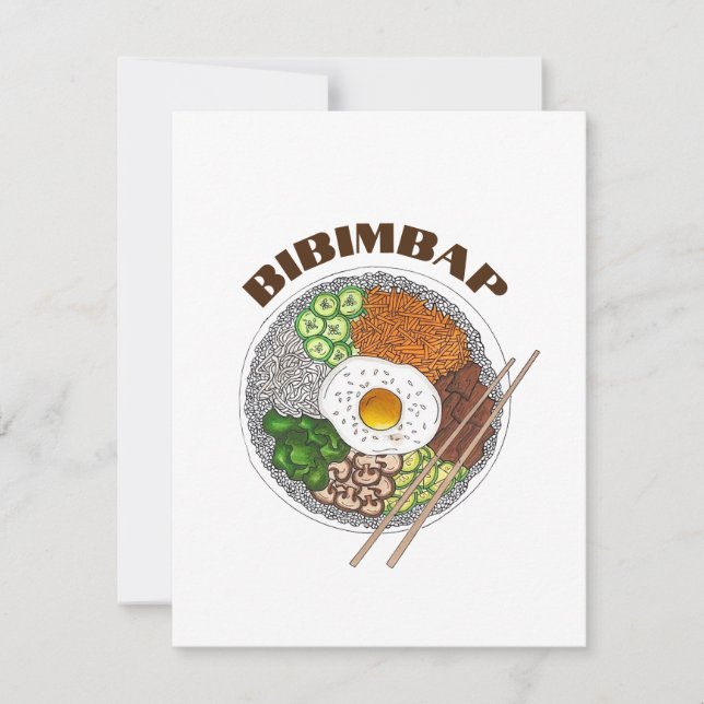 Bibimbap Korean Food Cooking Cuisine Rice Egg Dish Note Card (Front)