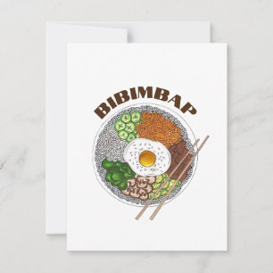 Bibimbap Korean Food Cooking Cuisine Rice Egg Dish Note Card