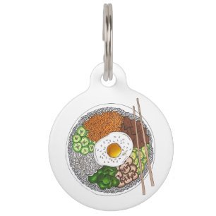 Bibimbap Korean Food Cooking Cuisine Rice Egg Dish Pet ID Tag