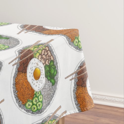 Bibimbap Korean Food Cooking Cuisine Rice Egg Dish Tablecloth