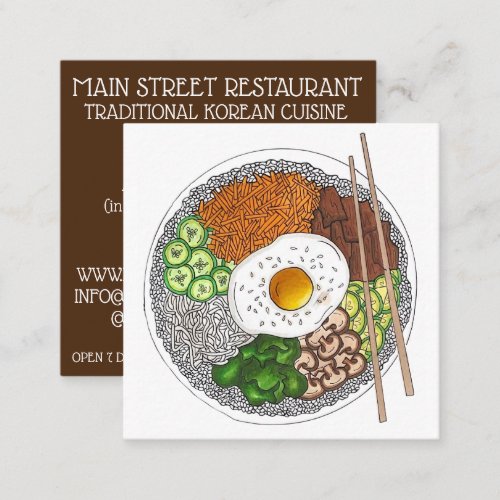 Bibimbap Korean Food Cooking Restaurant Chef Square Business Card