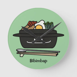 Bibimbap Korean rice bowl namul vegetables egg Round Clock