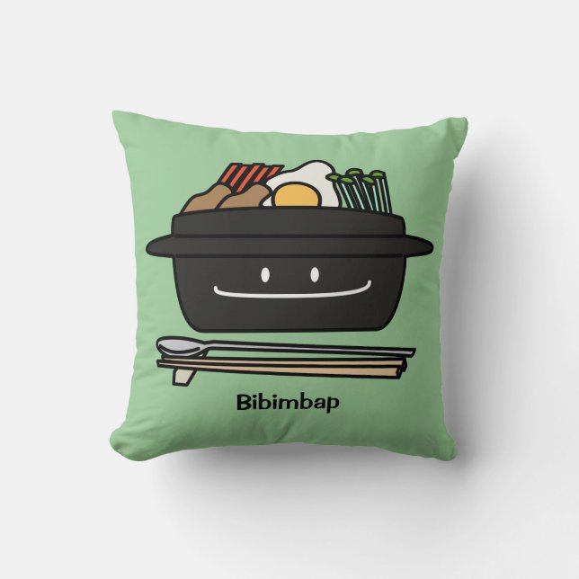 Bibimbap Korean rice bowl namul vegetables egg Throw Pillow (Front)
