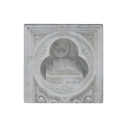 Bible and Oil Lamp 3D Stone Carving NYC Stone Magnet