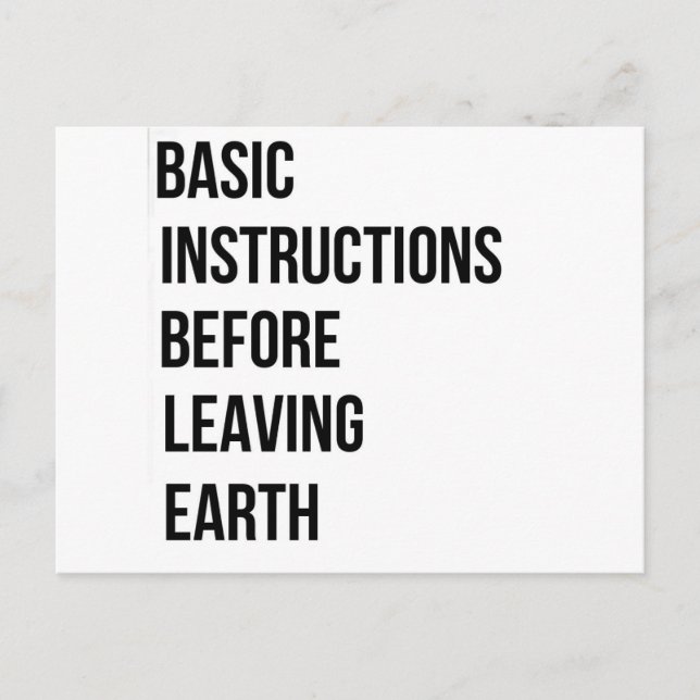 BIBLE: Basic Instructions Before Leaving Earth Postcard (Front)