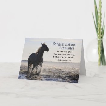 Bible Be Strong And Courageous Horse Graduation Card by CChristianDesigns at Zazzle