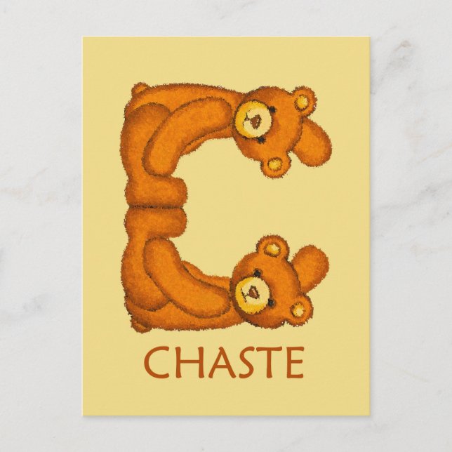 Bible Bears ~ Chaste Scripture ~ Flashcard Postcard (Front)
