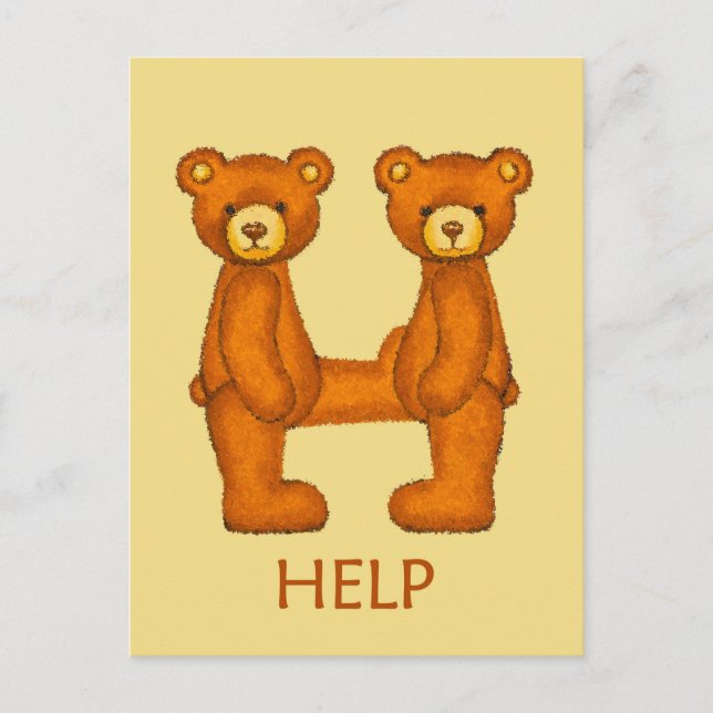 Bible Bears~Help Scripture ~Flashcard Postcard (Front)