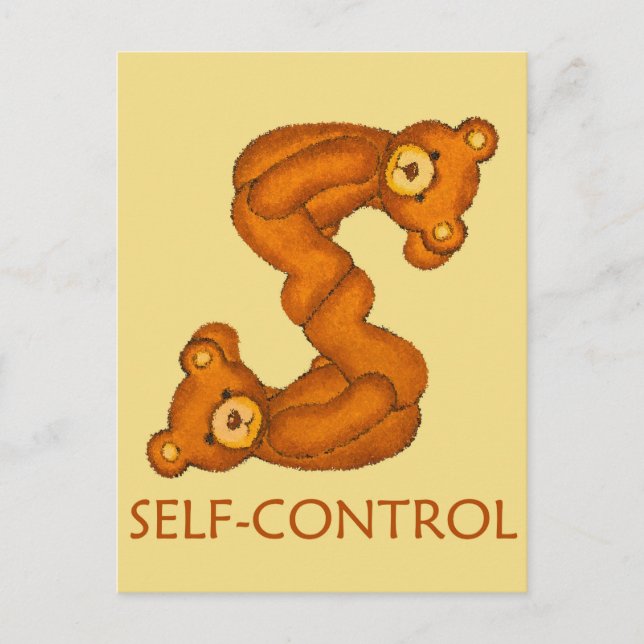 Bible Bears ~ Self-Control Scripture ~ Flashcard Postcard (Front)