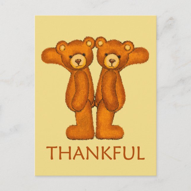 Bible Bears ~ Thankful Scripture ~ Flashcard Postcard (Front)