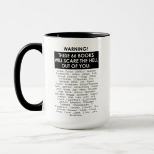 Bible Book List Scare Hell Out Funny Christian Mug