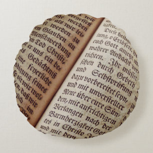 Bible book page writing texture round pillow