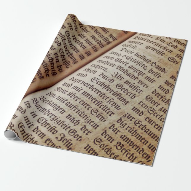 Bible book page writing texture wrapping paper (Unrolled)