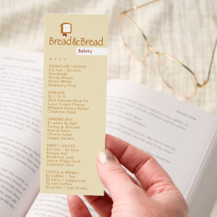 Bible Bread Logo Bakery & Deli Menu Bookmarks