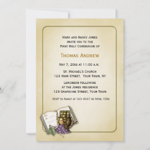 Bible, Chalice, Grapes, Communion Invitation