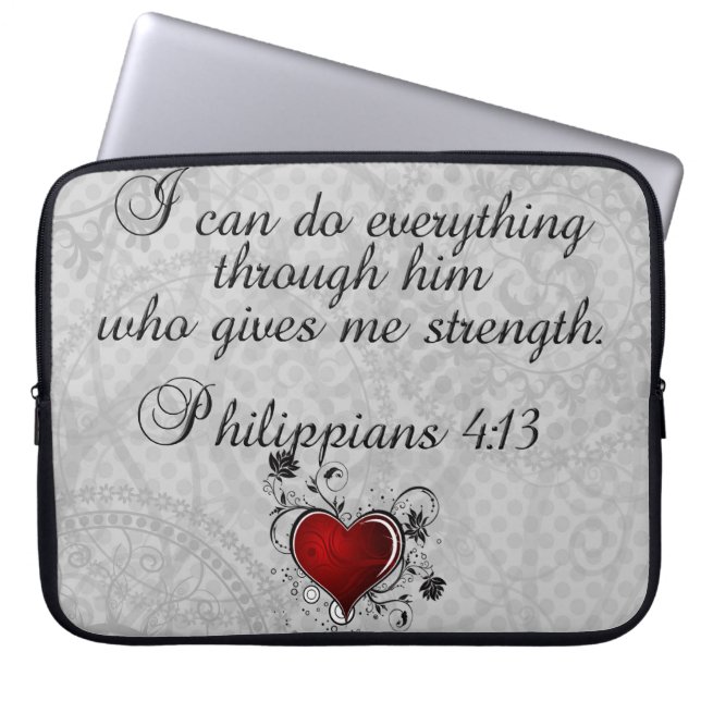 Bible Christian Verse Philippians 4:13 Laptop Sleeve (Front)