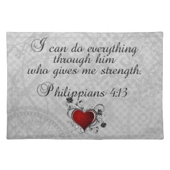 Bible Christian Verse Philippians 4:13 Placemat by Christian_Soldier at Zazzle