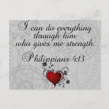 Bible Christian Verse Philippians 4:13 Postcard by Christian_Soldier at Zazzle