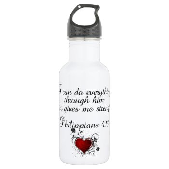 Bible Christian Verse Philippians 4:13 Water Bottle by Christian_Soldier at Zazzle