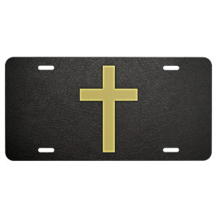 Bible cross license plate