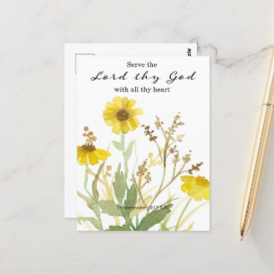 Bible Deuteronomy Scripture Yellow Wildflowers Postcard