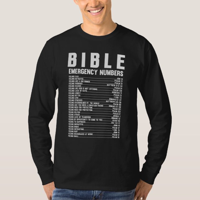 Bible Emergency Hotline Numbers  Bible Verse T-Shirt (Front)