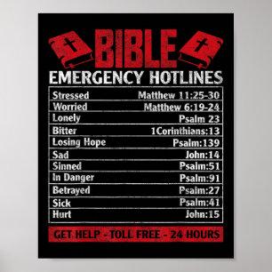 Bible Emergency Numbers Funny God Christian Jesus  Poster