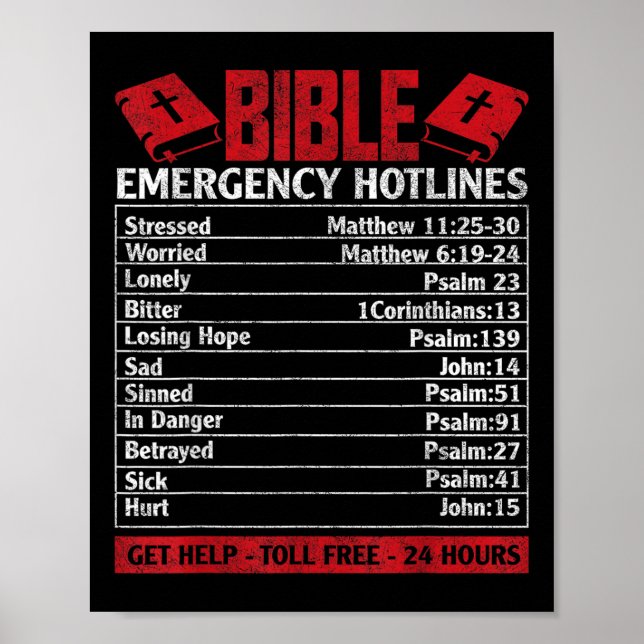 Bible Emergency Numbers Funny God Christian Jesus  Poster (Front)
