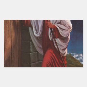 bible faith Jesus Christ vintage old painting Rectangular Sticker